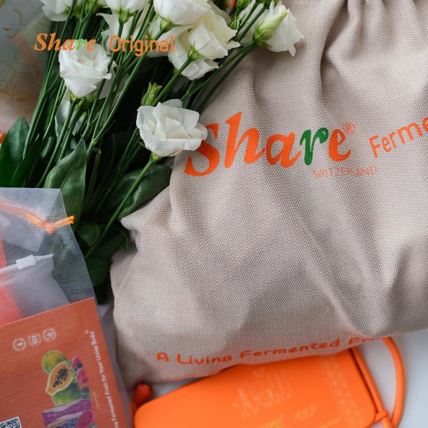 (90-Day Plan Fabric Eco-Bag) Share Original® Fermented Japanese Apricot/Plum 90-piece in Reusable Fabric Bag: 30+month Fermented w. Living Ingredients (Not Lab-Made), Vegan/Plant-Based; Lactose-Free (Made in Switzerland, Free Shipping)