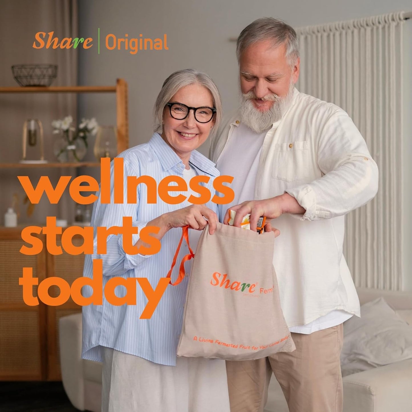 (90-Day Plan Fabric Eco-Bag) Share Original® Fermented Japanese Apricot/Plum 90-piece in Reusable Fabric Bag: 30+month Fermented w. Living Ingredients (Not Lab-Made), Vegan/Plant-Based; Lactose-Free (Made in Switzerland, Free Shipping)
