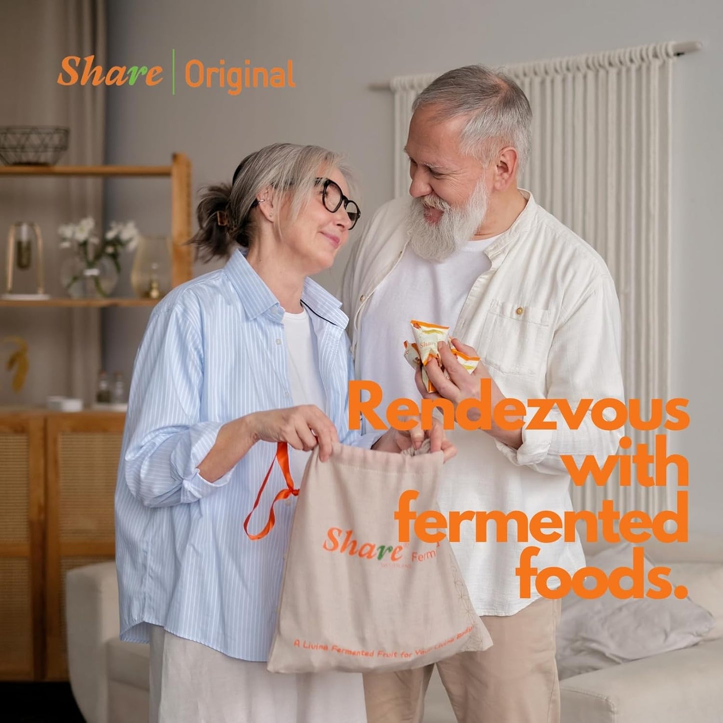 (90-Day Plan Fabric Eco-Bag) Share Original® Fermented Japanese Apricot/Plum 90-piece in Reusable Fabric Bag: 30+month Fermented w. Living Ingredients (Not Lab-Made), Vegan/Plant-Based; Lactose-Free (Made in Switzerland, Free Shipping)