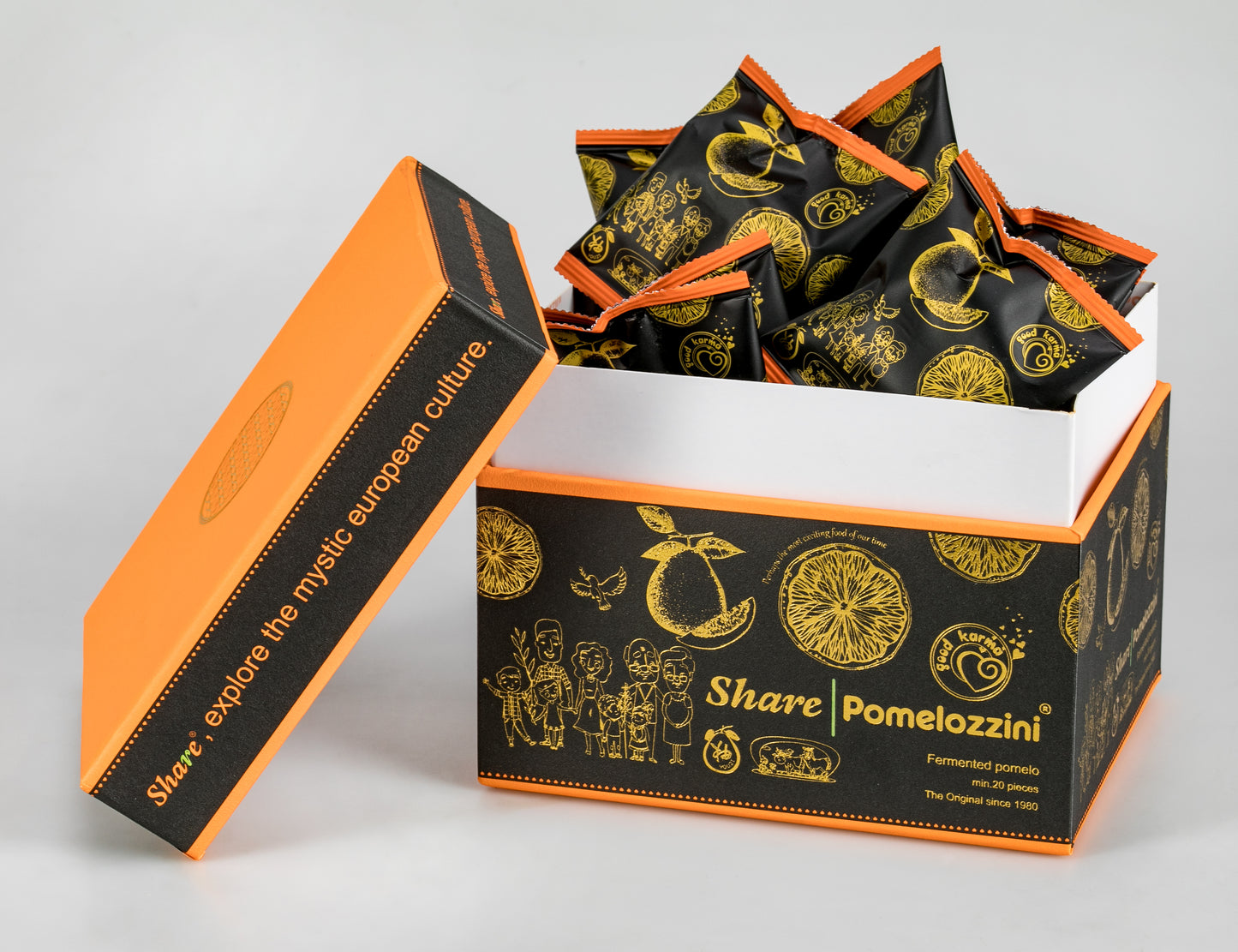 (3-Week Plan) Share Pomelozzini Fermented Pomelo 20-piece Box: 30+month Naturally Fermented w. Living Ingredients (Not Lab-Made), Vegan/Plant-Based; Lactose-Free; Individually Packaged for Travel (Made in Switzerland, Free Shipping)