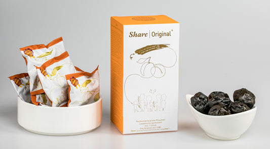 Share Original® (7-pc Mini Starter BOX): 30+month naturally fermented Japanese apricot/plum, effective natural alternative to lab-made laxatives & probiotics, vegan & non-GMO, individually wrapped packet easy to travel (made in Switzerland, free shipping)