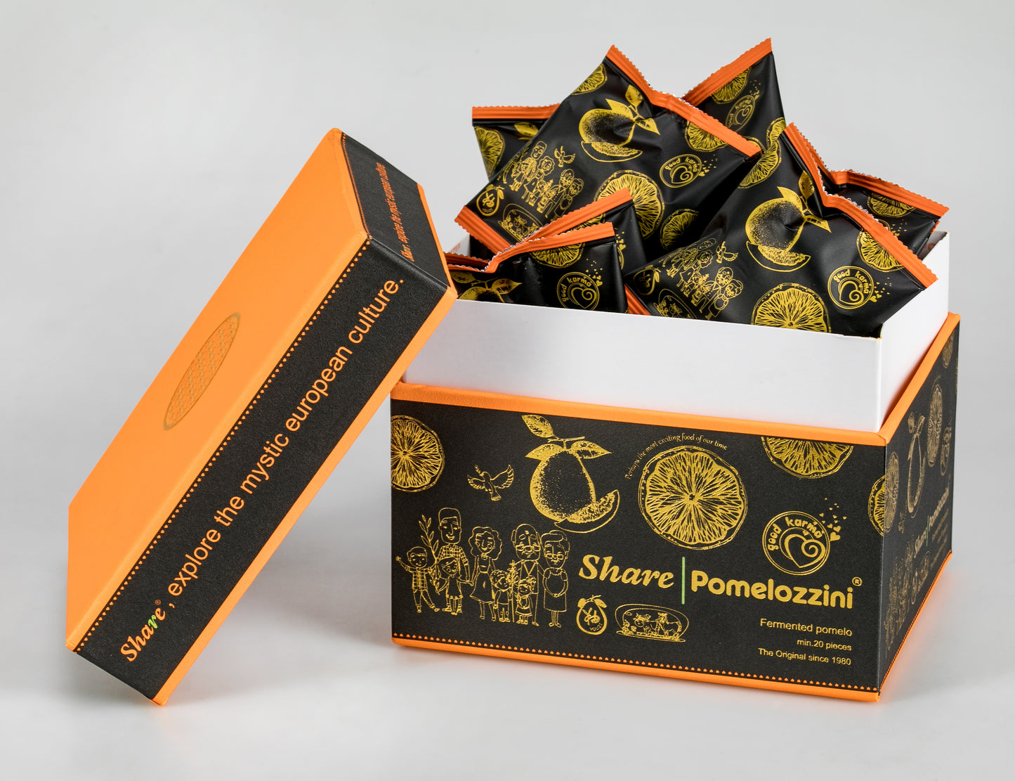 Share Pomelozzini® (160g 20-pc Box): 30+ month fermented Pomelo, effective natural alternative to lab-made laxatives and probiotics, 30-month natural fermented fruit, vegan & non-GMO, individually wrapped packet (made in Switzerland, free shipping)