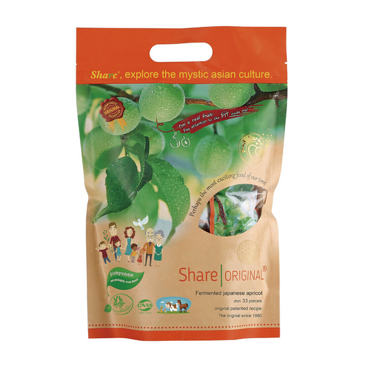 (Aged Green Bag) Share Original® (500g Bag, 30~33 pieces): 30+ month fermented Japanese Apricot (made in Switzerland)